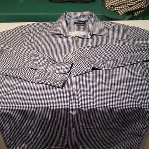 Nautica Men's Navy and White Checkered Shirt
